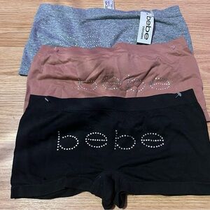 Bebe Rhinestone Boyshorts Gray, blush, and Black size medium
